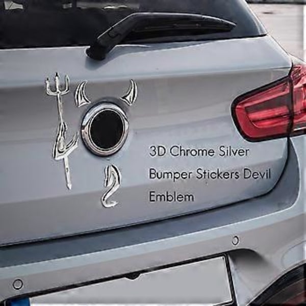 3D Krom Sølv Bumper Klistremerker Djevel Emblem