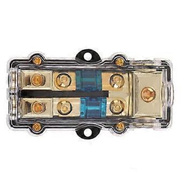 Strømfordelingsblok (2-vejs) 4/8 AWG Måler Sikringsholder Fordelingsblok 4 Måler ind til (2) 8 Måler Ud