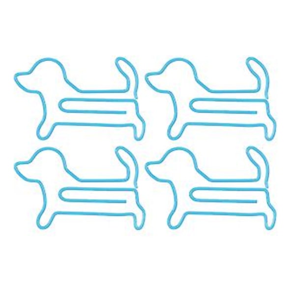 100 stk. Blå Hundeformede Papirclips - Skridsikre Søde Clips til Skole og Kontor