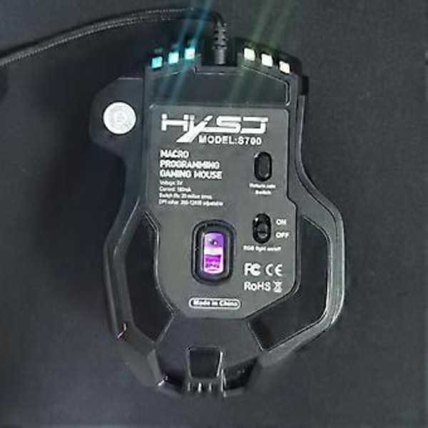 Färgglad 10-knapps trådbunden mus Ergonomisk 12800dpi sladdmus Programmerbar gamingmus för DC 5V för hemmakontor skola