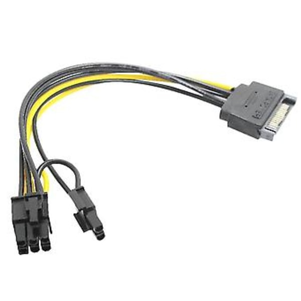 15-nastainen SATA uros - 8-nastainen (6+2) PCI-e virtalähdekaapeli SATA-kaapeli 15-nastainen - 8-nastainen kaapeli 18awg johto F