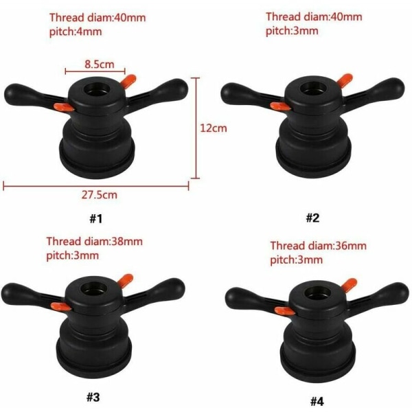 Hjulbalanceringsværktøj til dækskift, værktøj til hjulbalancering, hurtigudløser, hjulbalanceringsvingemøtrik og sugekopnav (gevinddiameter 36 mm, stigning 3 mm)