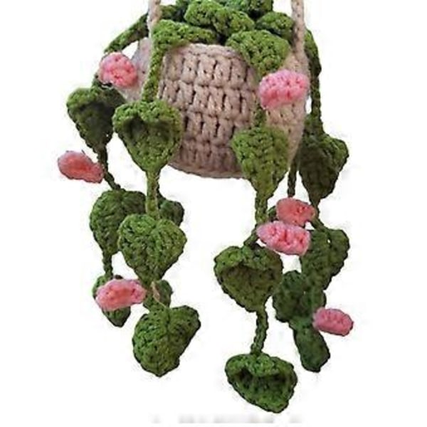 Backspegelhänge Söta Krukväxter Virkad Bilspegel Handstickad Växt Hängande Ornament Biltillbehör B