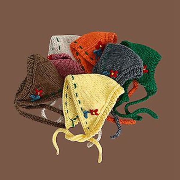 Gul Stickad Öronmössa Värmare - Retro Handgjord Höst/Vinter Modeaccessoar för Kvinnor, Storlek M (56-58cm)