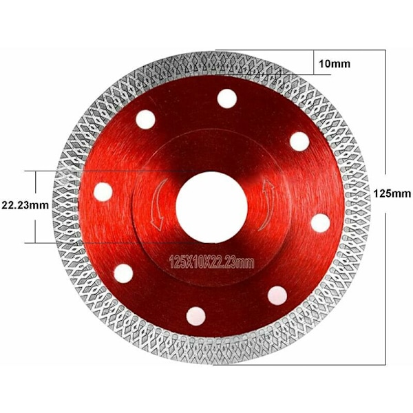 Diamantskive 125 fliser, fin tørrskjærende diamantskive, diamantskjæreskive sirkelsagblad for fliser Granitt Keramisk Marmorfliser Kalkstein Tre (125