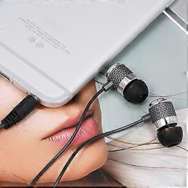 3,5 mm:n langalliset nappikuulokkeet stereomusiikilla, älypuhelimen kuulokkeet, handsfree-mikrofoni
