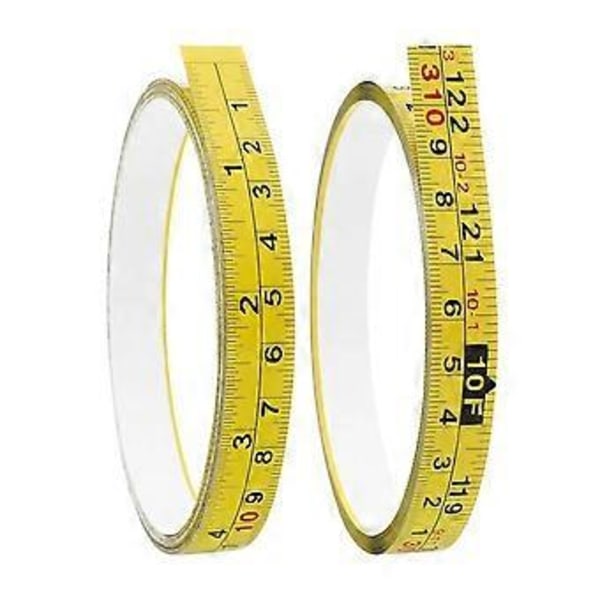 2 pakker stål selvklæbende målebånd, højre til venstre læsning 310 cm eller 122-tommer imperial og metrisk lineal tape