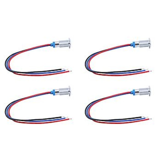 4 Sæt LED Indikatorlys Fælles Katode Lampe Industrielle Kontrolkomponenter 8mm 110‑220V Rød og Blå