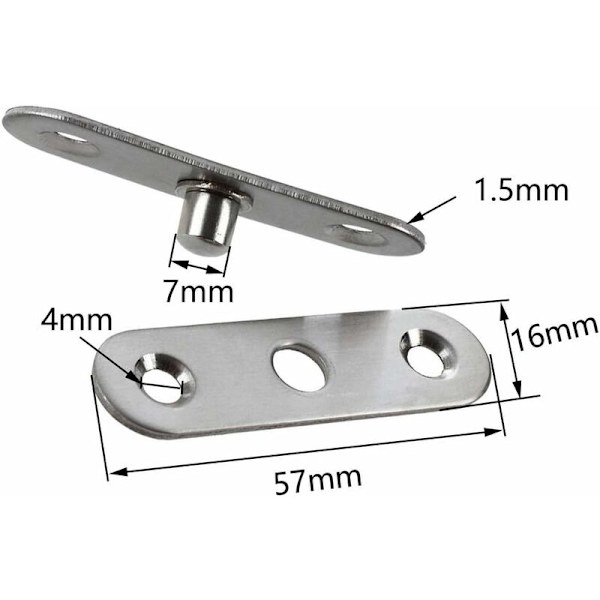 57mm x 16mm x 11mm Rustfrit Stål 360 Graders Dørkugle Pivot Centerhængsel 8stk