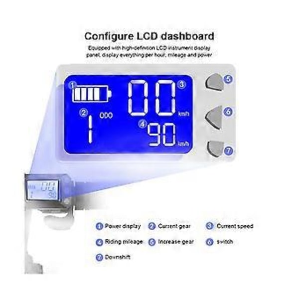 36V 350W Sammenleggbar Sparkesykkel Kontroller Kit Elektrisk Sparkesykkel Kontroller LCD-skjerm Bremse Gasspedal Sett