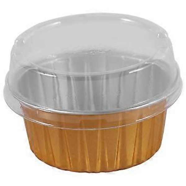 100 stk. engangs bageforme i aluminiumsfolie Creme Brulee Dessert Oval Form Muffinforme med låg Kage Æg Værktøj