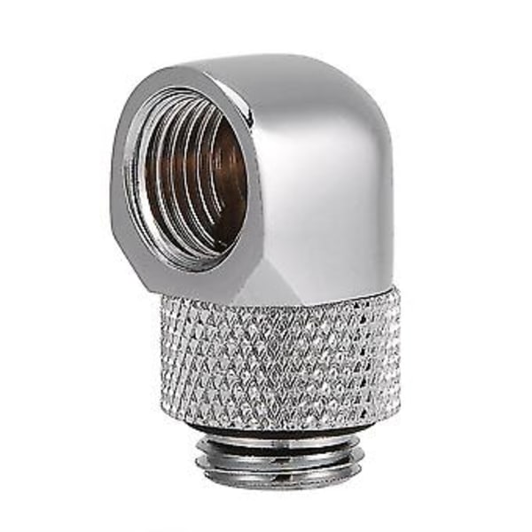 90 Grader PC Vandkøling To-berøringsfitting G1/4 Gevind Albue Barb Connector til Rør Sølv