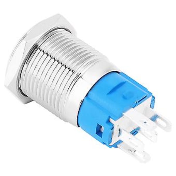 2 stk. Momentan Metal Trykknap Flad 5 Ben 16mm Monteringshul med LED og Ciffer 3Grøn 24VDC