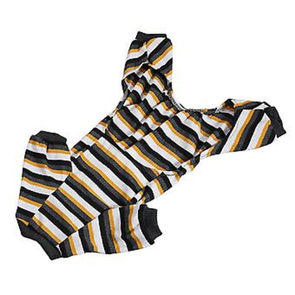 Hundpyjamas 4-bent Mjuk Stretchig Varm Förhindrar Slickande Randig Valp Jumpsuit Sovkläder för Kallt Väder XL