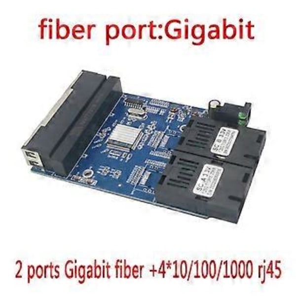 Gigabit Ethernet Switch Fiber Optisk Mediekonverter 4 RJ45 2 10/100/1000M UTP 2F4E Port PCB