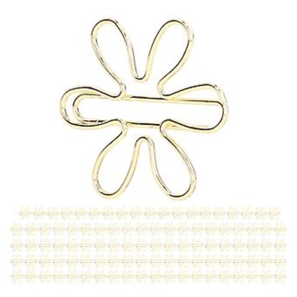 100 stk. Blomster Guld Planner Clips: Sødt Anti-Rust Elektropletteret Design til Kontor og Skole