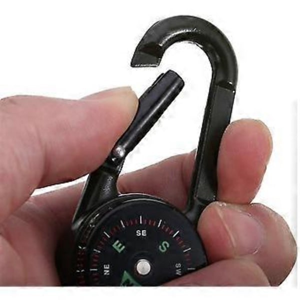 1kpl Kompassi Retkeily Kiipeily Vaellus Mini Metalli 3-in-1 Monitoiminen Karabiner Kompassi Lämpömittari Snap Hook Avaimenperä Kompassi Ulkokiipeily Selviytyminen