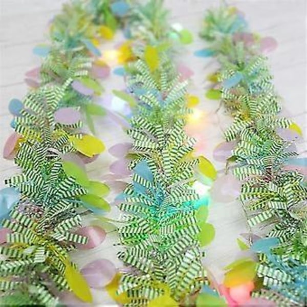 Påskglittergirlang Vårgrön Hängande Rand med Färgglada Ägg, Hängande Ornament för Påskhelgsfestdekor
