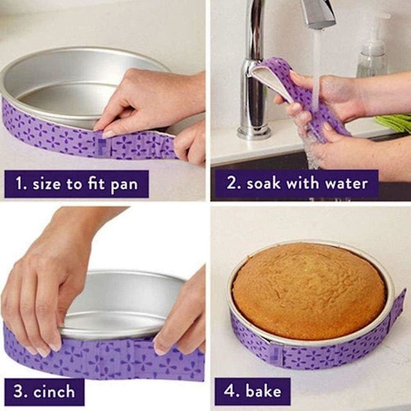 4-osainen Bake Even Strip, kakkuvuoan kostutusliuskat, erittäin imukykyinen paksu puuvilla, kakkuliuskat leivontaan, kakkuvuoan liuskat