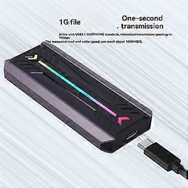 Dual Protocol SSD NVME M2 Harddisk Kabinett RGB Aluminium M.2 til USB3.1 Gen1 5Gbps Gen2 10Gbps Type C NGFF NVME Case