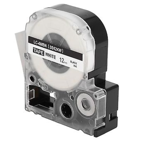 KING JIM/EPSON Etiketbånd: 12 mm Sort på Hvidt Bånd til Kontorprint