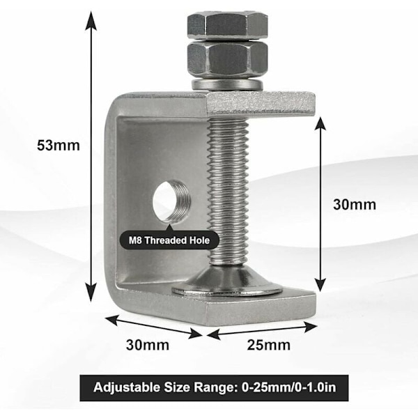 10 st rostfria C-klämmor 30MM kraftiga C-klämma fäste Super C-klämma C-klämmor 0-25mm justerbara käftöppningar för träbearbetning svetsning snickeri