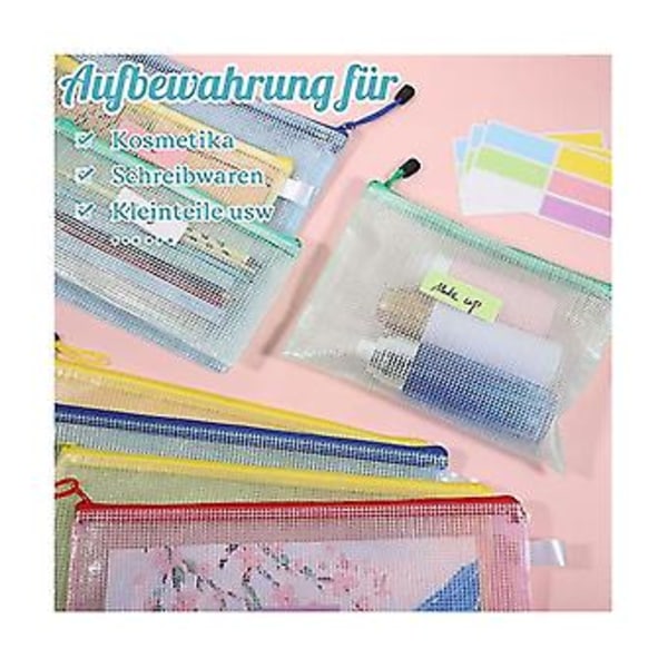 20-pack Dokumentpåsar A4+a5+a6, Filmapp Plastficka Dragkedja Mesh-påse med Dragkedja