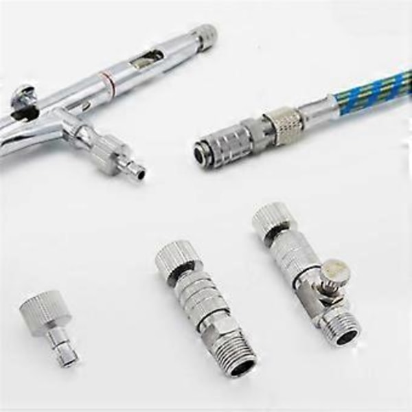 Snabbkopplingsadapter för airbrush 1/8 tums kontakt hane & hona anslutning för luftkompressor airbrush slangadapter