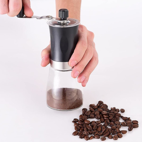Bærbar håndholdt kaffekvern i rustfritt stål for utendørs camping