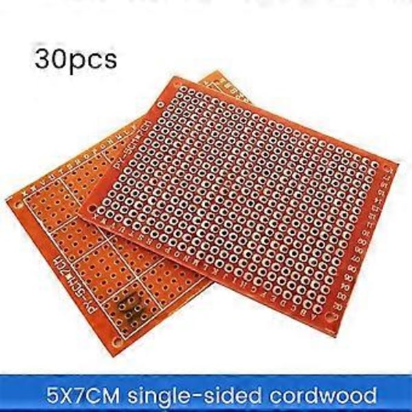 30 st Prototyp PCB Universalkort 5x7cm Enkelsidig Kretskort DIY Elektroniksats