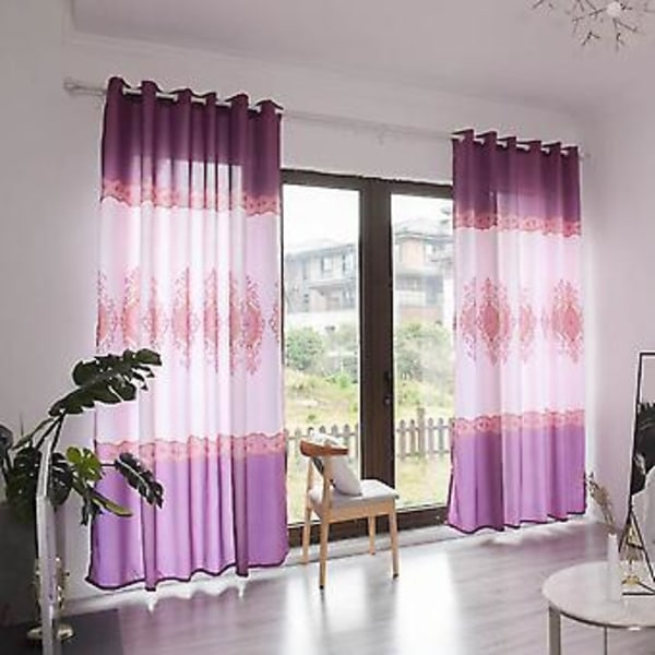 Mörkläggningsgardin i polyester för fönster, mörkläggningsdraperi, sovrum, vardagsrumsinredning (Lila)