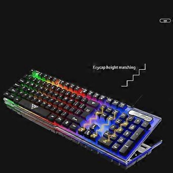 USB Mekanisk Känsla Gaming Tangentbord Flytande U-formade Tangenter Trådbundet Tangentbord för Windows Gaming PC (104 Tangenter, Svart)