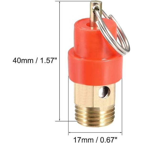 Turvallisuusventtiili ilmakompressori paineenrajoitusventtiili G1/4 uros 8 kg säätöpaine punainen korkki 1 pakkaus..