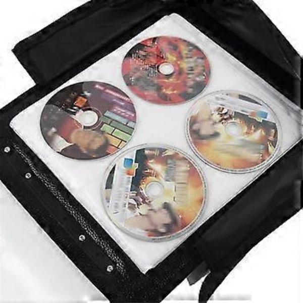 CD-kotelo, 400 levyn DVD-kotelo CD-lompakot Suojaava CD-säilytysjärjestäjä Pidike Vihko Albumi Laatikko Kansio (Musta)