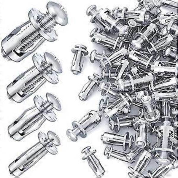 40 st M4 M5 M6 M8 Kronmuttrar, Expansionsskruv Domkraftsmutter, för Ihålig Vägg Järn Plast Polywood Spånskiva Hårdpapp Silver