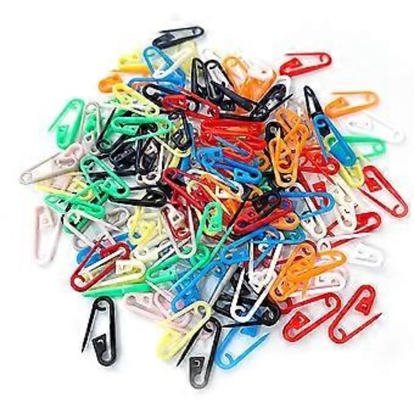 200 st Färgglada säkerhetsnålar i plast 2,3 cm Svart och Röd Gul Blå Grön Liten Markering Plastnål