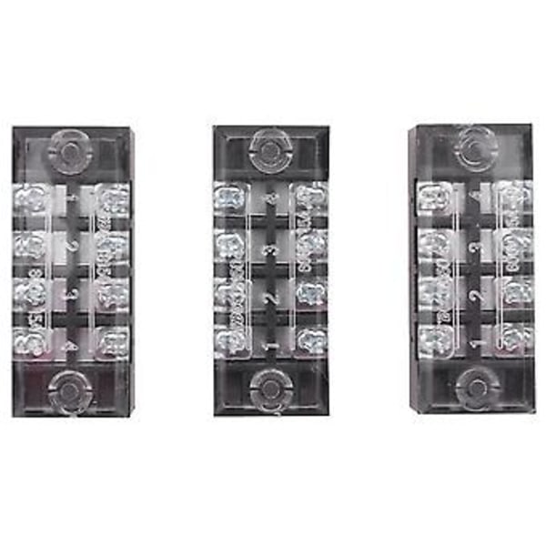 3 stk. 600 V 15 A 4 positioner dobbelte rækker dækket barriere skrue terminal blok strip