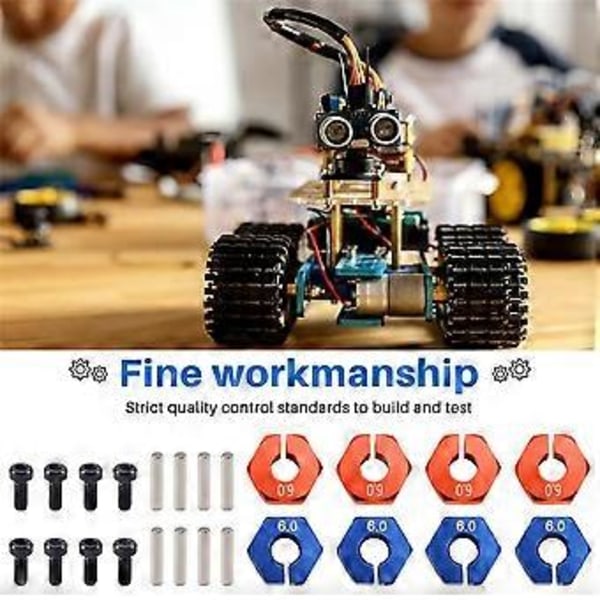 4 st Aluminium 6mm Tjocklek Hjul Hex 12mm Drivnav med Stift Skruvar för RC Bil Crawler Lastbilar Slash