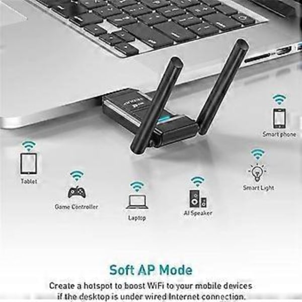 AX1800M USB WIFI 6 Adapter 802.11Ax för PC, USB 3.0 Wifi Dongle 5 GHz/2.4 GHz Högförstärknings Trådlös Nätverksadapter