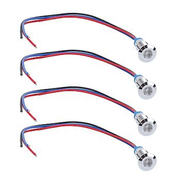 4 Sæt LED Indikatorlys Fælles Katode Lampe Industrielle Kontrolkomponenter 8mm 110‑220V Rød og Blå