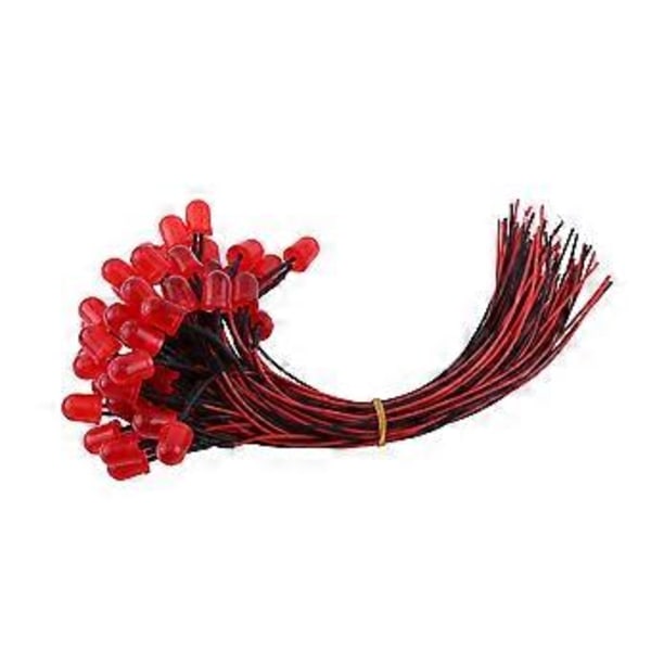 50 stk. Formonterede DC12V Diffuse LED-dioder Multi Farver Lys 10mm Rød(#9)