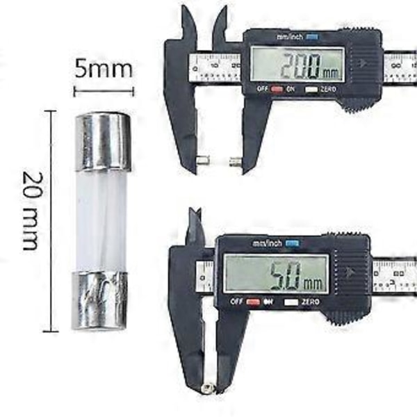 Glas Sikring 0.5 1 1.6 2 2.5 3 3.15 4 5 6.3 8 10 12 15 20A Ampere 250V 5x20mm Hurtig Glas Sikring