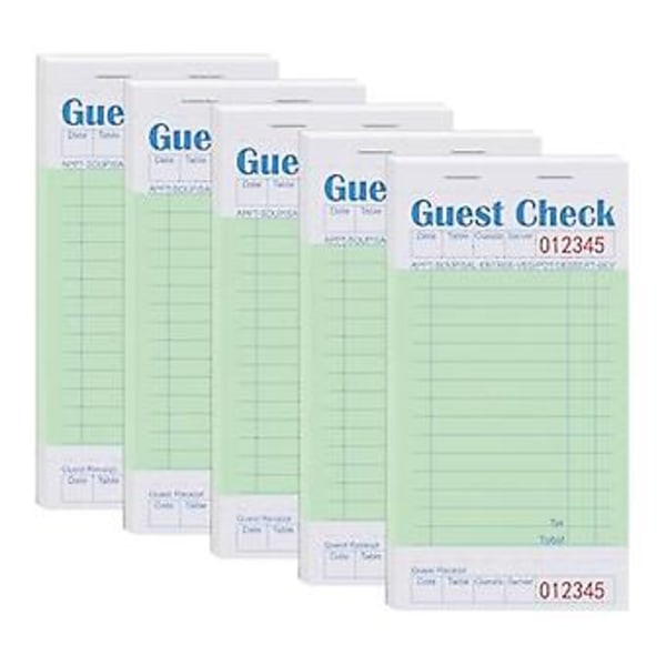 5-pack Gästcheckshäften för Servitörer, Gästcheckar, Servitörsblock för Servitriser och Servitörer, Restaurang Matbeställningsbok