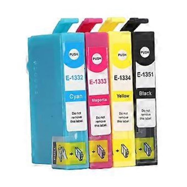 4 st Bläckpatroner Svart Cyan Magenta Gul Jämn Exakt Klar Anti-blekning Skrivarbläckpatron för Stylus T1351 T1332 T1333 T1334