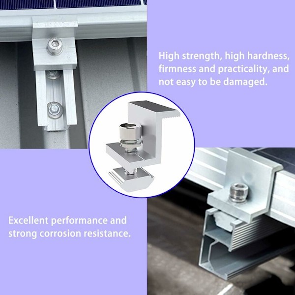 12 stk. aluminiums solcellepanelbrakett, Z-formet solcellepanelmonteringsbrakett, for 30 mm solcellepanel, med muttere og skruer, for taktekking, vegger, tak