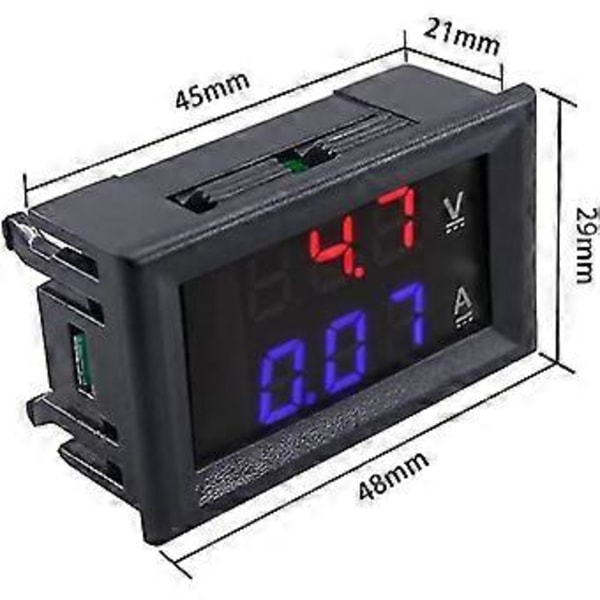 2 kpl 0,28 tuuman volttimittari ampeerimittari moduuli LED-näytöllä DC 0-100V 10A (santanxing)