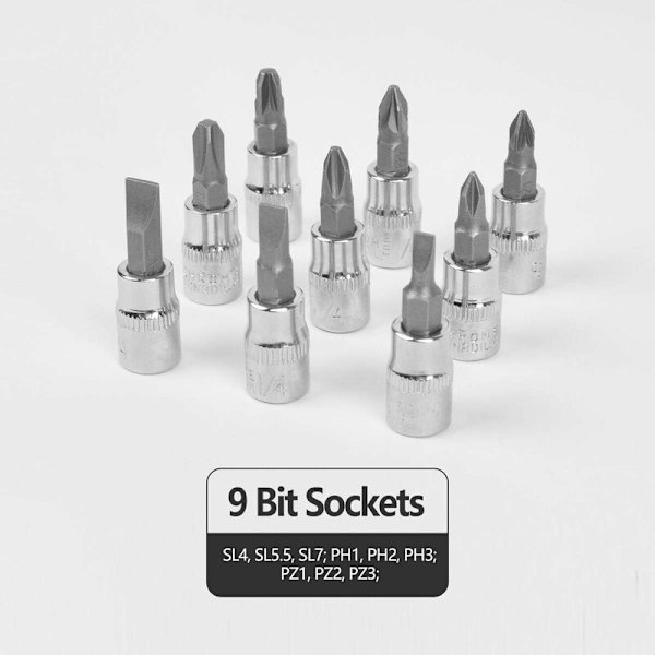 46-osainen 1/4 tuuman vetoavaimet, hylsyt, bittiset, metriset, joustavat jatkoputket, käännettävä ratketti, autoille, polkupyörille, moottoreille