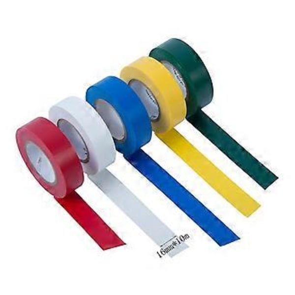 6-pak Blandede Farver Elektrisk Isoleringstape, 16mm15m, 90 Meter i Alt