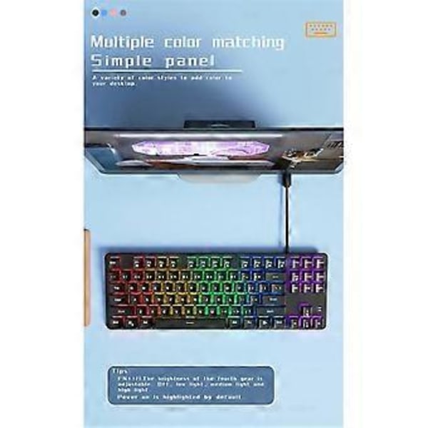 87 Tangenters Mekaniskt Tangentbord Grön Axel Gaming Tangentbord Trådbundet Färg Bakgrundsbelyst Tangentbord för PC Laptop Kontor Spel A