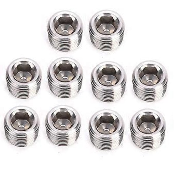 10 stk. 304 Rustfritt Stål Rørfittings Plugg Hode Hann Gjenge BSPP Hex Plugg Hode 1/8in